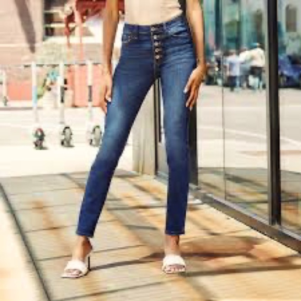KanCan High Rise Dark Wash Button Fly Super Skinny Jeans Size 27